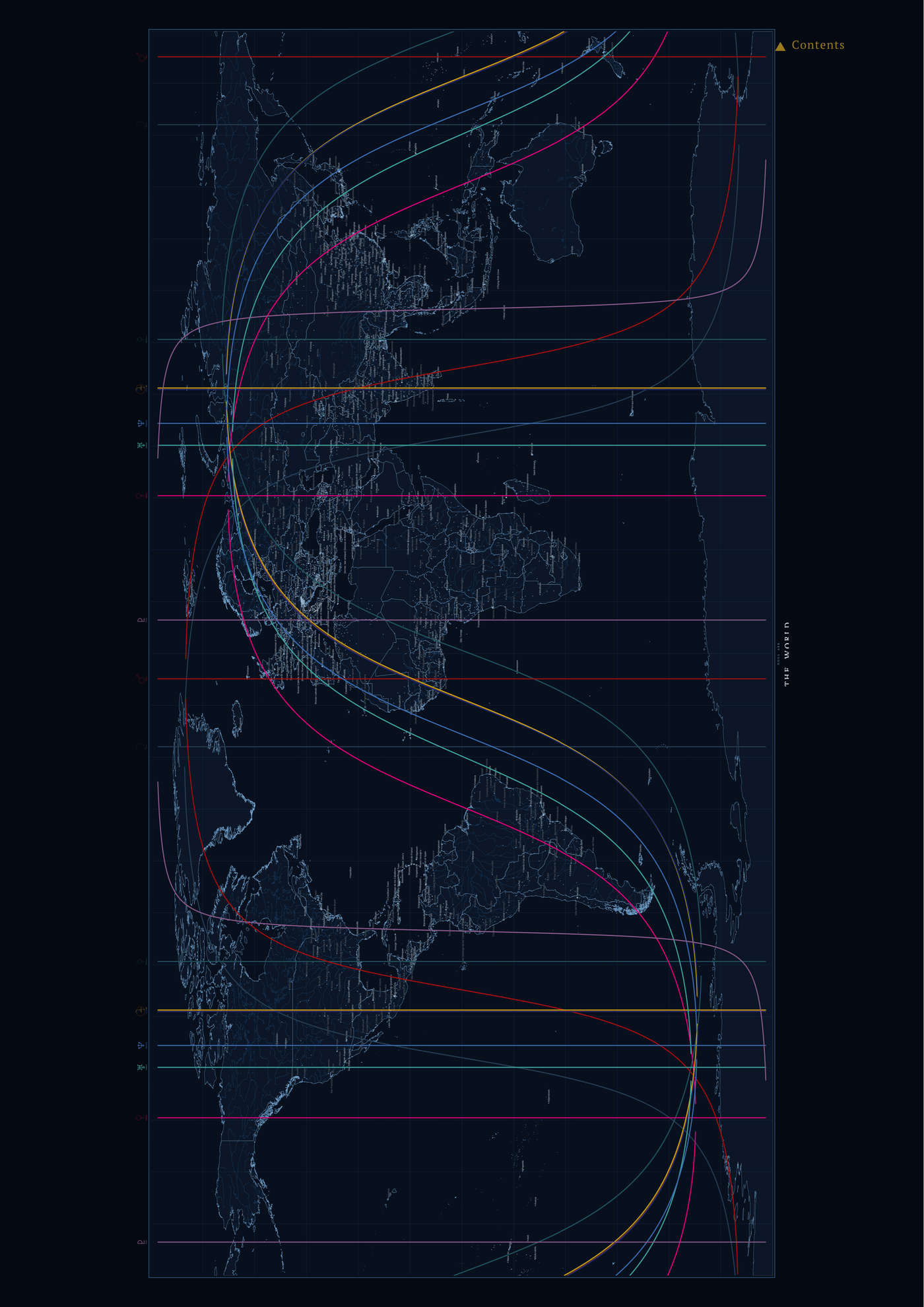 Astrocartography relocation report — a full-page world map of your planetary lines
